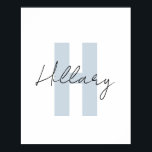 モダン シンプル オーダーメイド 個性的 ポスター<br><div class="desc">シンプルで大胆なデザインをキープ。このミニマルなスタイルの青と黒のイニシャルと名前は、どんな壁にも映えます。ダウンロードできます。Zazzleのデザイン ツールで配色とフォントを変更できます。</div>