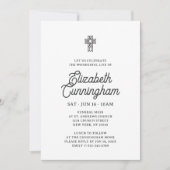 モダン シンプル オーナメント 十字架 追悼式 葬儀案内 招待状 (正面)