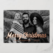 モダン シンプル カジュアル スクリプト 挨拶 家族 写真 箔シーズンカード (正面)