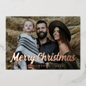 モダン シンプル カジュアル スクリプト 挨拶 家族 写真 箔シーズンカード (正面)