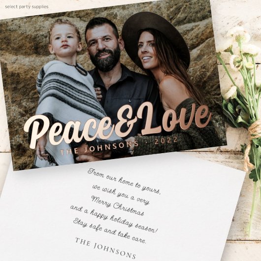 モダン シンプル カジュアル スクリプト 挨拶 家族 写真 箔シーズンカード