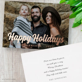 モダン シンプル カジュアル スクリプト 挨拶 家族 写真 箔シーズンカード