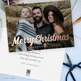 モダン シンプル カジュアル スクリプト 挨拶 家族 写真 箔シーズンカード