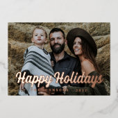 モダン シンプル カジュアル スクリプト 挨拶 家族 写真 箔シーズンカード (正面)