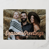 モダン シンプル カジュアル スクリプト 挨拶 家族 写真 箔シーズンカード (正面)