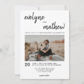 モダン シンプル カジュアル 黒白 フォト ウェディング 招待状 (正面)