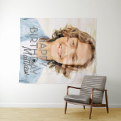 モダン シンプル カスタム フォト 誕生日 グリーティング タペストリー (インサイチュ(横))