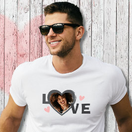 モダン シンプル カスタム 写真 ラブ ハート Tシャツ