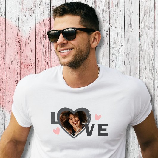 モダン シンプル カスタム 写真 ラブ ハート Tシャツ