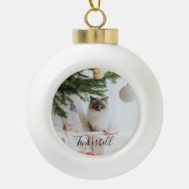 モダン シンプル クラシック 名前とペット写真入り セラミックボールオーナメント