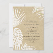 モダン シンプル クラフト トロピカル リーフ コースト オーシャン 招待状 (正面)
