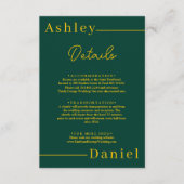 モダン シンプル グリーン ゴールド エレガント おしゃれ ウェディング エンクロージャーカード (正面)