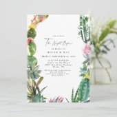 モダン シンプル サボテン 多肉植物 前夜祭 招待状 (スタンド正面)