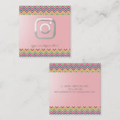 モダン シンプル シルバー ジグザグ Instagram スクエア名刺 (正面/裏面)