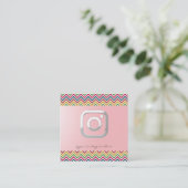 モダン シンプル シルバー ジグザグ Instagram スクエア名刺 (スタンド正面)