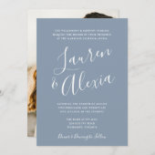 モダン シンプル スクリプト カリグラフィー フォト ウェディング インビテーション (正面/裏面)