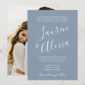 モダン シンプル スクリプト カリグラフィー フォト ウェディング 招待状 (正面/裏面)