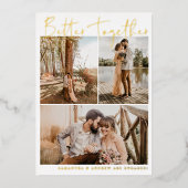 モダン シンプル スクリプト チック 6枚 婚約 箔招待状 (正面)