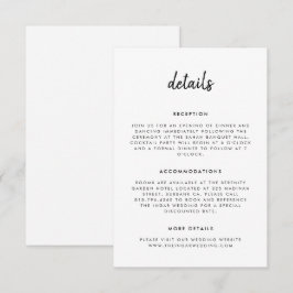 モダン シンプル スクリプト ブラック＆ホワイト ウェディング エンクロージャーカード