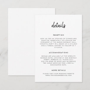 モダン シンプル スクリプト ブラック＆ホワイト ウェディング エンクロージャーカード