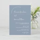モダン シンプル ダスティーブルー RSVP QRコード 結婚式 招待状 (スタンド正面)