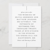 モダン シンプル テキスト / タイポグラフィ ミニマル ウェディング 招待状 (正面)