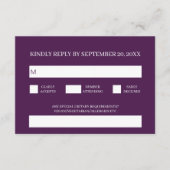 モダン シンプル トラディショナル パープル ウェディング RSVP エンクロージャーカード (正面)