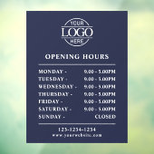 モダン シンプル ネイビーブルー | 営業時間表示 ウィンドウサイン (シート3)