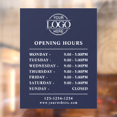 モダン シンプル ネイビーブルー | 営業時間表示 ウィンドウサイン (シート2)