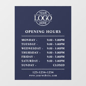 モダン シンプル ネイビーブルー | 営業時間表示 ウィンドウサイン (シート)