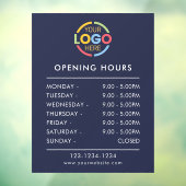 モダン シンプル ネイビーブルー | 営業時間 ウィンドウサイン (シート3)