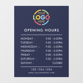 モダン シンプル ネイビーブルー | 営業時間 ウィンドウサイン (シート)