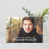 モダン シンプル ネイビー 2 枚の写真を使った卒業パーティー 招待状 (スタンド正面)