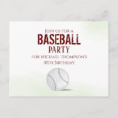 モダン シンプル バースデー 水彩 かわいい 野球 ポストカード (正面)