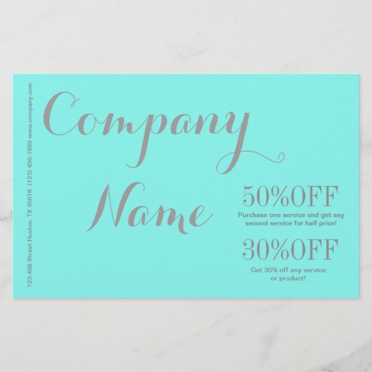 モダン シンプル ビューティーサロン アクアブルー ターコイズ チラシ (正面)