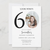 モダン シンプル ファン ブラック ホワイト 60歳の誕生日写真 招待状 (正面)