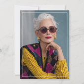 モダン シンプル ファン ブラック ホワイト 60歳の誕生日写真 招待状 (裏面)