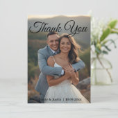 モダン シンプル フォト ウェディング サンクス カード 付メモ (スタンド正面)