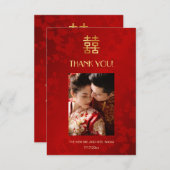 モダン シンプル フォト 中国 結婚式 サンキューカード (正面/裏面)