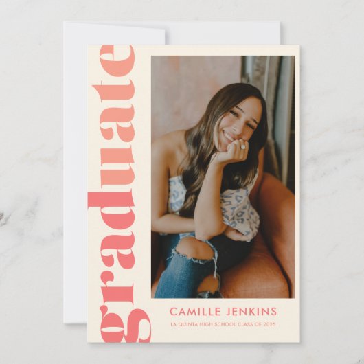 モダン シンプル フォト 卒業おめでとう 招待状 (正面)