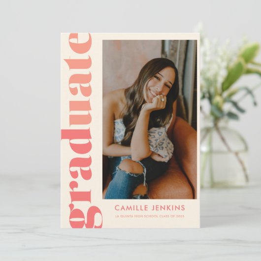 モダン シンプル フォト 卒業おめでとう 招待状 (スタンド正面)