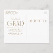 モダン シンプル ブラス 3 フォト 卒業パーティー インビテーションポストカード (裏面)