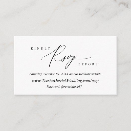 モダン シンプル ブラック カリグラフィー, オンライン RSVP エンクロージャーカード (正面)