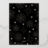 モダン シンプル ブラック ゴールド エレガント シカ クリスマス 箔招待状 (裏面)