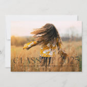 モダン シンプル ブラック フォト 卒業おめでとうのご案内 招待状 (正面)