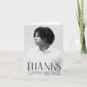 モダン シンプル ブラック フォト 卒業 サンキューカード (正面)