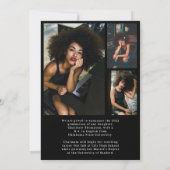 モダン シンプル ブラック＆ホワイト アーチ フォト 卒業 招待状 (裏面)