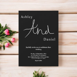 モダン シンプル ブラック&ホワイト エレガント おしゃれ ウェディング 招待状