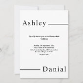 モダン シンプル ブラック＆ホワイト エレガント ウェディング 招待状 (正面)