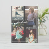 モダン シンプル ブラック ホワイト フレーム 卒業写真 招待状 (スタンド正面)